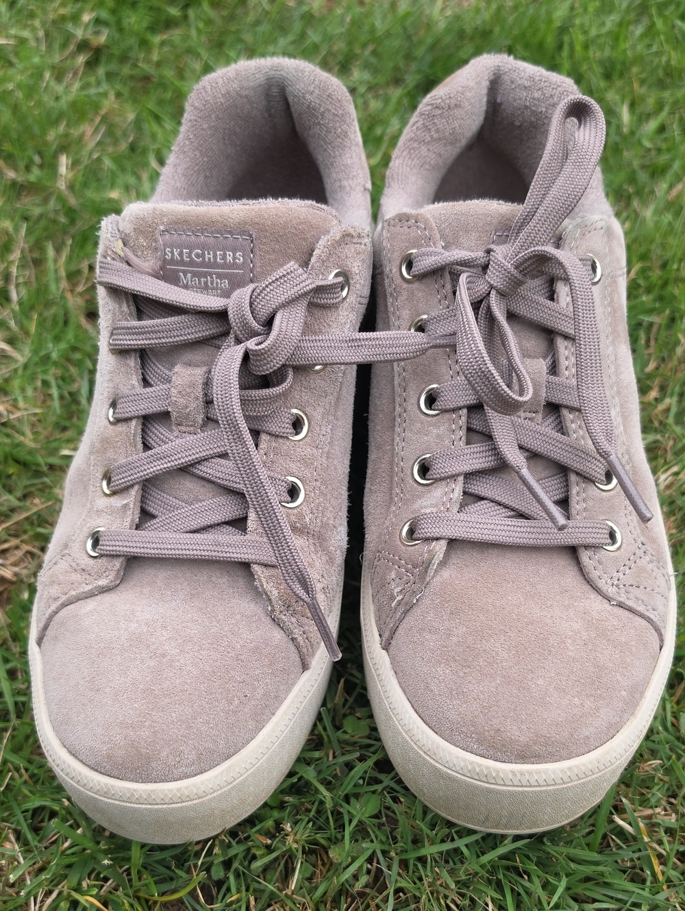 Skechers Martha Taupe Suede Lace-Up Sneakers - Neutral Taupe